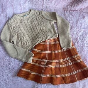 🎀5/$25🎀 cupcakes & cashmere nwot girls fall set orange plaid small 5/6